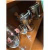 Image 1 : 2 Stainless Steel Cone Strainers With Pestle, 2 Crest Wine Glasses, 1 Floral Jar