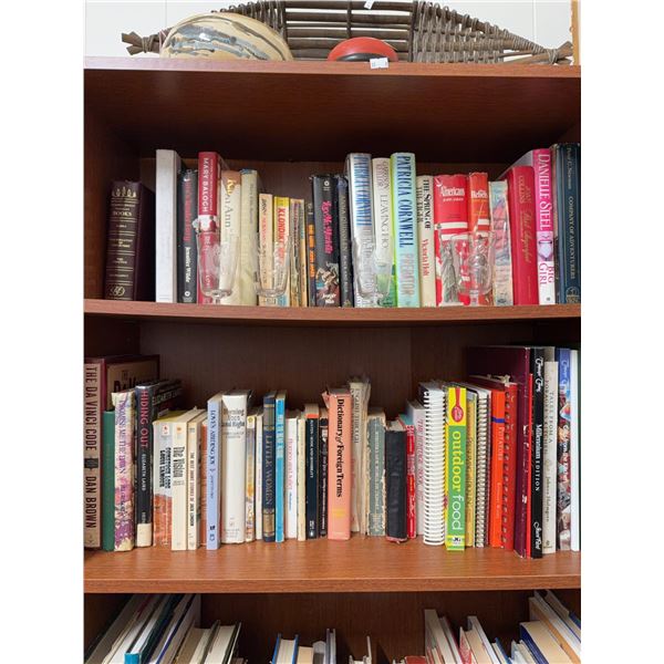 Fiction, Nonfiction, and Reference Books on Bookshelf