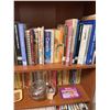 Image 2 : Bookshelf Lot: Canadian History Books, Western Paperbacks, Glass Teapot, Carnation Trays