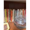 Image 5 : Bookshelf Lot: Canadian History Books, Western Paperbacks, Glass Teapot, Carnation Trays