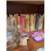 Image 6 : Bookshelf Lot: Canadian History Books, Western Paperbacks, Glass Teapot, Carnation Trays