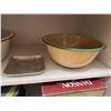 Image 3 : Lot: Enamelware Bowls, Metal Tray, Brass Candle Holders, Tin Box w/ Animal Scene
