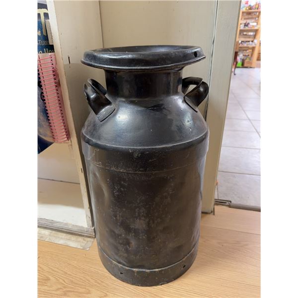 Black Metal Milk Can with Handles and Lid