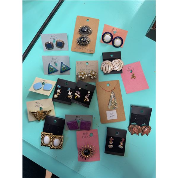 14 Pairs Fashion Earrings Assorted Styles and Materials