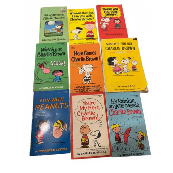 8 Charles M. Schulz Peanuts Paperback Books Featuring Charlie Brown