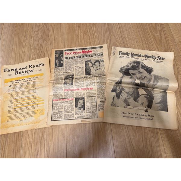 3 Vintage Canadian Agriculture Newspapers 1950s-1960s