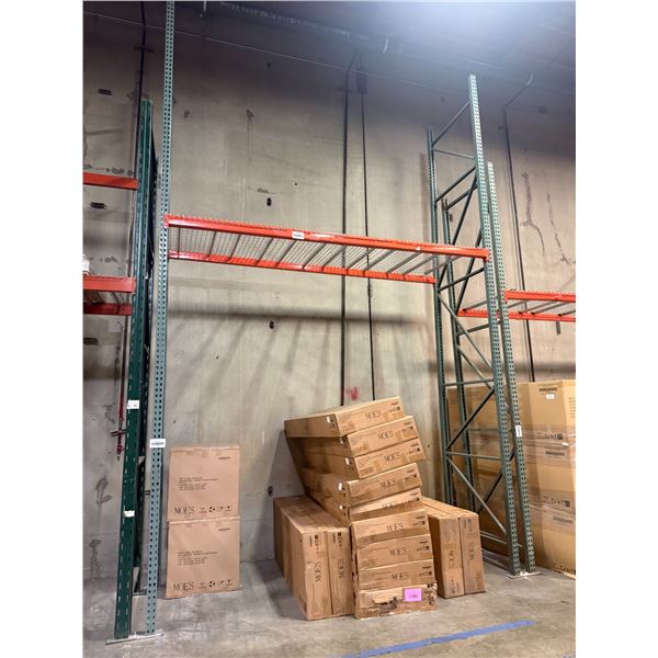 (1) Row of UFI Industrial Pallet Racking 12FTx44"x20FT (2-Uprights,2-12FT Beams, and 3 Grid Decking)