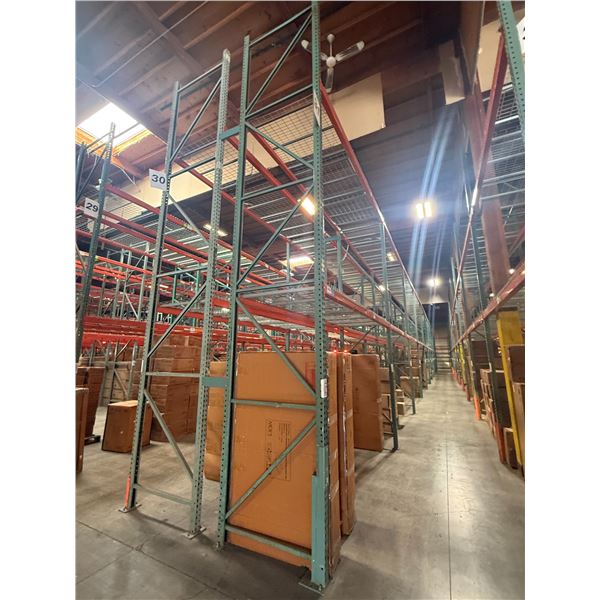 (2) Rows of UFI Industrial Pallet Racking 132FTx44"x16-20FT  (24Uprights, 88-12FT Beams, and 132 Gri