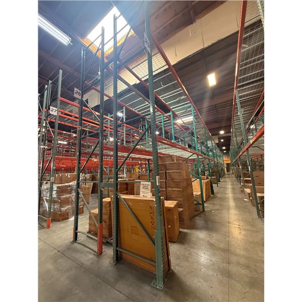 (2) Rows of UFI Industrial Pallet Racking 132FTx44"x16-20FT  (24Uprights, 88-12FT Beams, and 132 Gri
