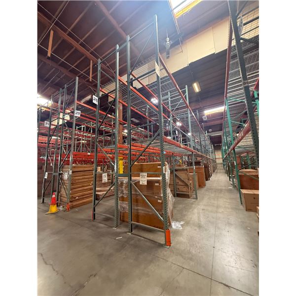(2) Rows of UFI Industrial Pallet Racking 132FTx44"x16-20FT  (24Uprights, 88-12FT Beams, and 132 Gri
