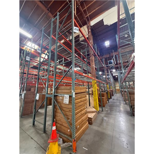 (2) Rows of UFI Industrial Pallet Racking 132FTx44"x16-20FT  (25-Uprights, 88-12FT Beams, and 132 Gr