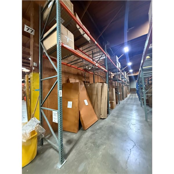 (1) Row of UFI Industrial Pallet Racking 96FTx44"x16-20FT  (9-Uprights, 30-12FT Beams, and 45 Grid D