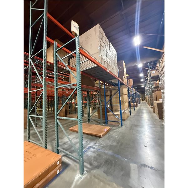 (2) Row of Industrial Pallet Racking 132FTx44"x10-20FT  (24-Uprights, 44-12FT Beams, and 66 Grid Dec