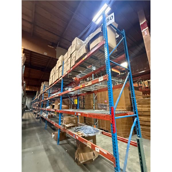 (1) Row of Blue Industrial Pallet Racking 110FTx42"x14 FT  (10-Uprights, 60-12FT Beams)