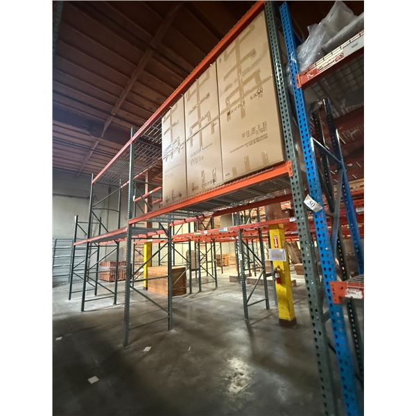 (1) Row of UFI Industrial Pallet Racking 32FTx44"x12-16FT  (4-Uprights, 10-12FT Beams, and 15 Grid D