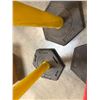 Image 7 : (2) Uline Yellow Delineator Post with Bases and (1) Uline Orange Delineator Post with Base
