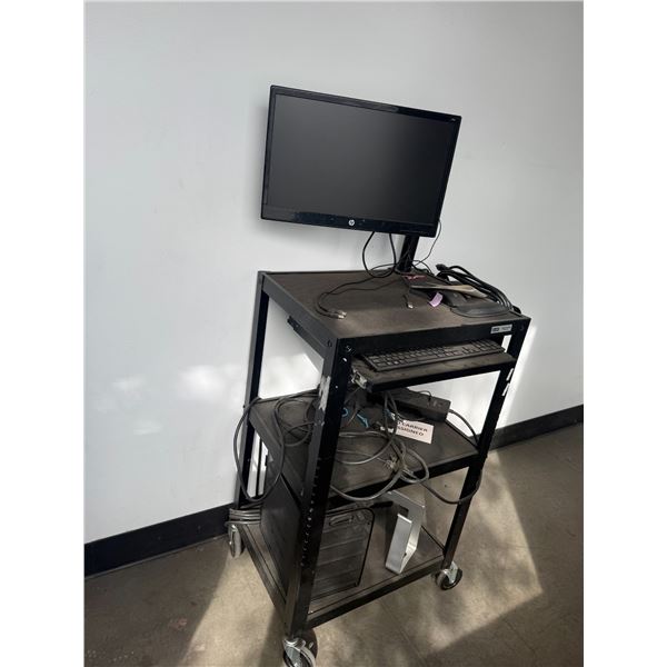 Uline AV Cart with HP 21KD Monitor and More 25"X19"x41"