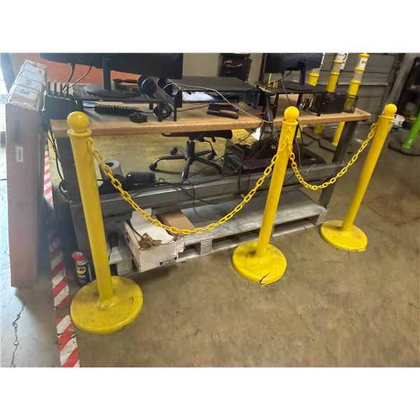 (3) Yellow Safety Stanchions and Chain