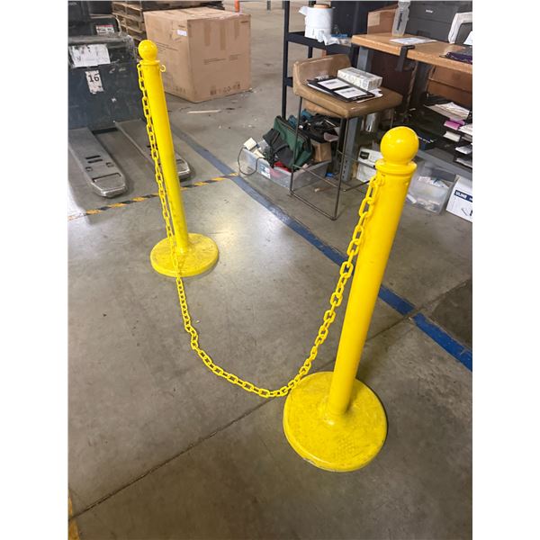 (2) Yellow Safety Stanchions and Chain