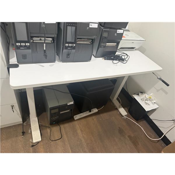 White Adjustable Height Desk 55"x28"x32" (Contents Not Included)