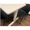 Image 13 : (2) White Adjustable Tables 55"x28"x32" with (9) Black Poly Mold chairs