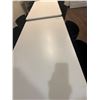 Image 5 : (2) White Adjustable Tables 55"x28"x32" with (9) Black Poly Mold chairs