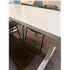 Image 6 : (2) White Adjustable Tables 55"x28"x32" with (9) Black Poly Mold chairs