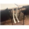 Image 8 : (2) White Adjustable Tables 55"x28"x32" with (9) Black Poly Mold chairs