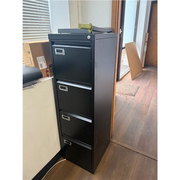 Black Four Drawer Metal File Cabinet 18"x15"x51"