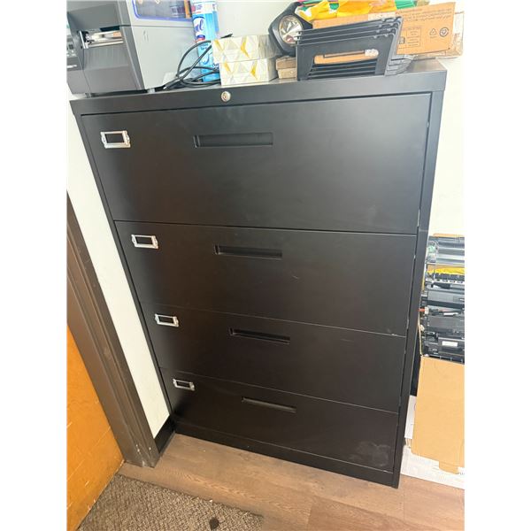 Black Four Drawer File Cabinet 35"x16"x52"