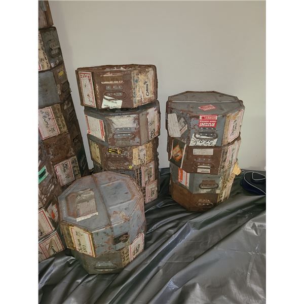 Vintage 11 Goldberg Bros Metal Octagonal Movie Film Reel Shipping Canisters