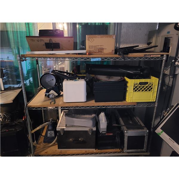 Rolling Wire Shelving Cart with Studio Production & Utility Gear (Dyna-Glo Pro Heater, Star Steamer,