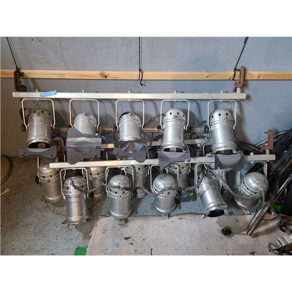 Polished Aluminum PAR Can Stage Lights Lot on Dual Rigging Bars