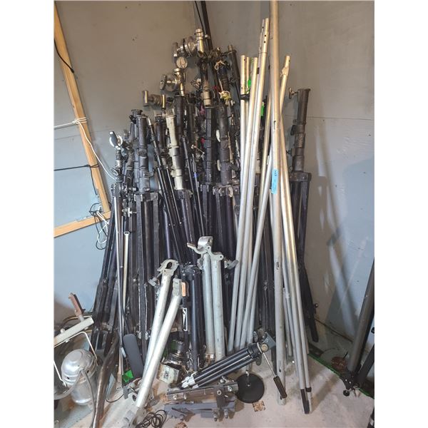 Large Group of Studio Equipment & Heavy-Duty Film Grip C-Stands, Boom Arms & Hardware Lot