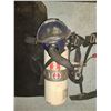 Image 2 : Set of 3 Vintage Firefighter SCBA Air Tanks with Harnesses, Regulators & Full-Face Masks