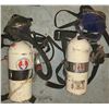 Image 3 : Set of 3 Vintage Firefighter SCBA Air Tanks with Harnesses, Regulators & Full-Face Masks