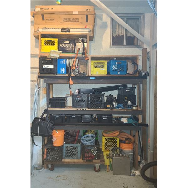 Studio Workshop Storage Shelving Unit with Power Distribution Boxes, Stage Lighting Accessories, Cab