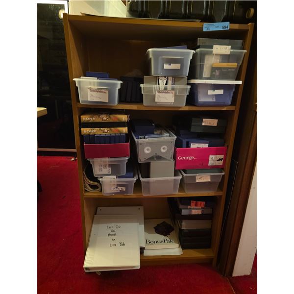 Heavy-Duty Molded Hard Equipment Transport Case & Wood Bookcase with Studio Video Tape Archive Bins