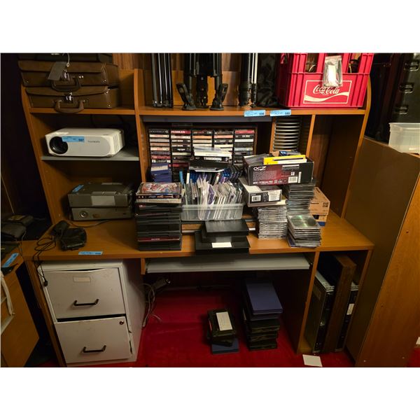 2x Wooden Desk + Filing Cabinet
