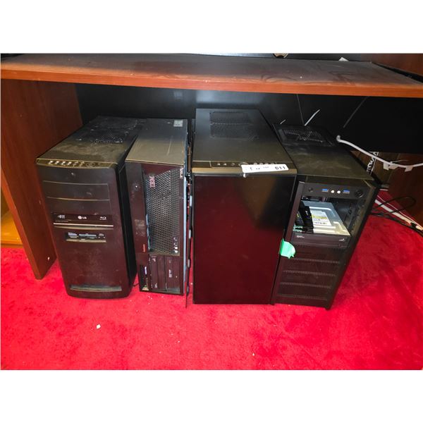Set of 4 Desktop PC Computer Towers & Video Editing Workstations including Lenovo ThinkCentre and Cu