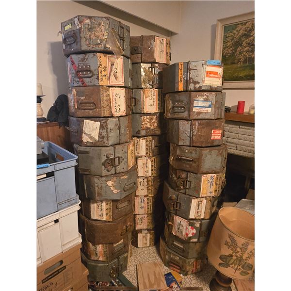 Vintage Octagonal Metal Film Reel Shipping Cases - Stack of 20+