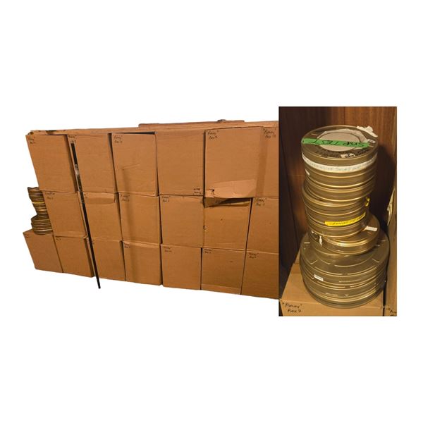 Large group of Vintage Metal Film Reels Canisters & Boxes - approx. 12 boxes
