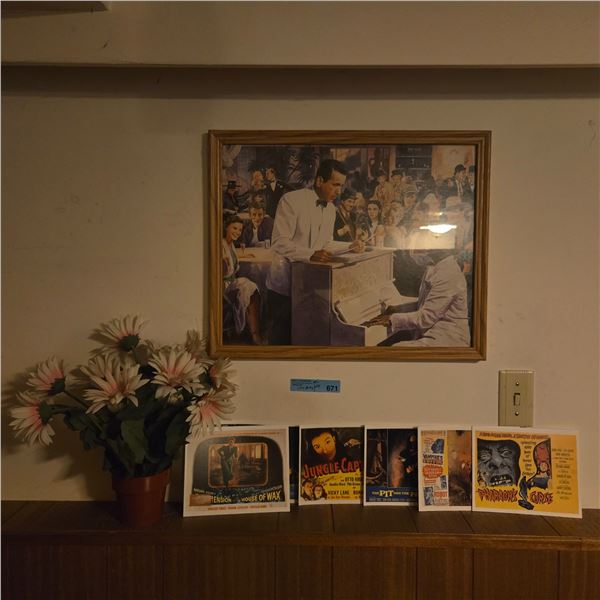 Artwork " Play it Again" by George Bungarda & assorted prints - includes Faux Flower Pot
