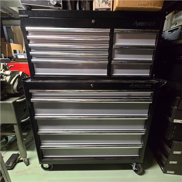 Set of 2 husky Black Rolling Tool chest & Top Cabinet Combination - R.V. $930, includes contents