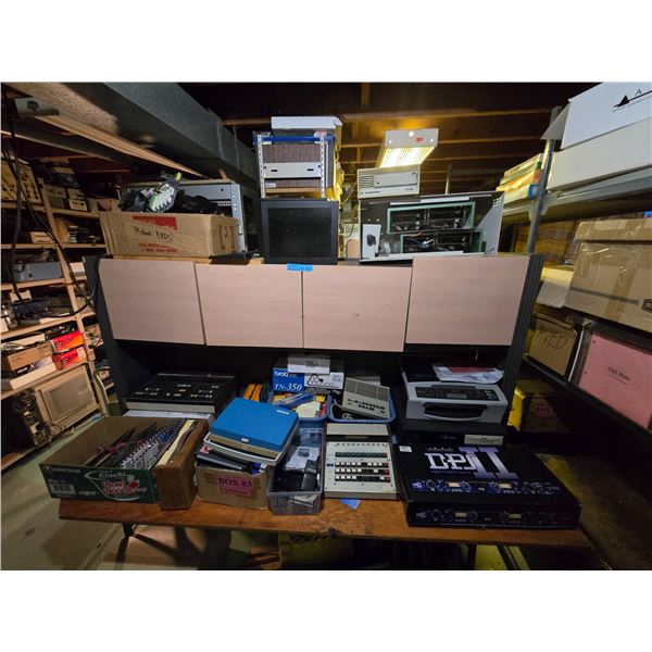 Desk Electronics & Computers Parts Components Group - includes Digital Preamplifier, Vintage Monitor