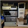 Image 3 : Metal Storage Shelving Unit & Contents - includes large group of Computer Towers, Vintage Radios & r