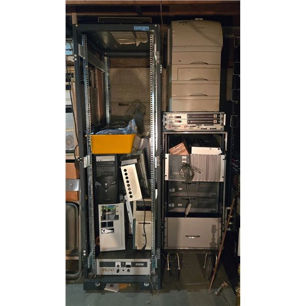 Electrical Shelving Metal Cabinet & Contents - includes Computer Towers, Electrical Components & Mor