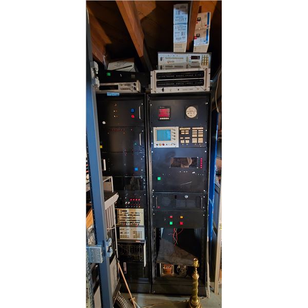 Black Modular Electronics Equipment Rack w/ Various Vintage Instrumentation Panel - includes Content