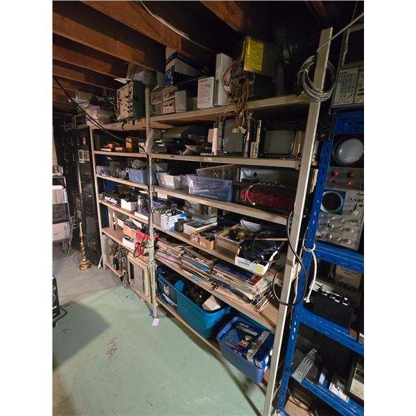 Metal Storage Shelving Unit & Content - includes Misc. Computer Components, Parts, Electronics & Mor