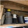 Image 3 : Group of 2 Metal Storage Shelves & Contents - includes Misc. Cables, Tapes, Electrical Components & 